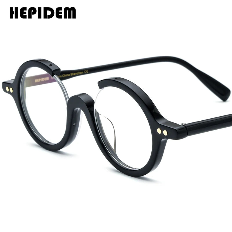 FONEX HEPIDEM Acetate Eyeglasses Frame Men 2025 New Small Round Brand Design Glasses Women Retro Vintage Eyewear Spectacles 9341