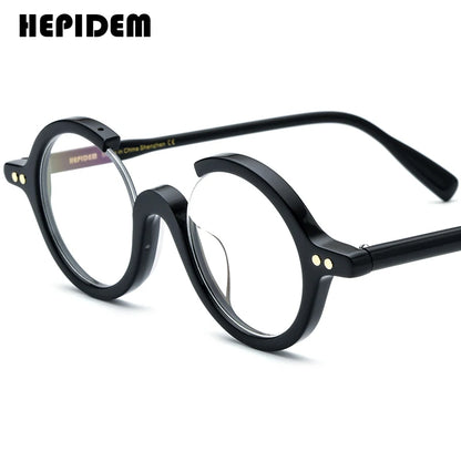 FONEX HEPIDEM Acetate Eyeglasses Frame Men 2025 New Small Round Brand Design Glasses Women Retro Vintage Eyewear Spectacles 9341