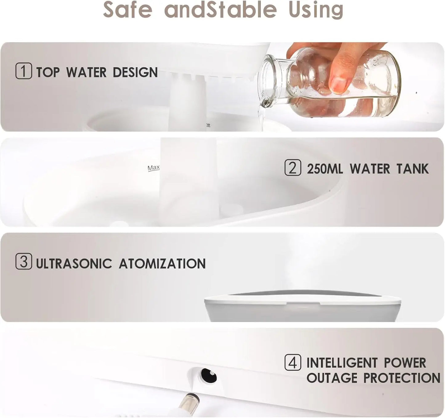 Rain Humidifier Ultrasonic Rainfall Humidifier with Simulated Water Drop Effect Quiet Air Humidifier for Bedroom Office