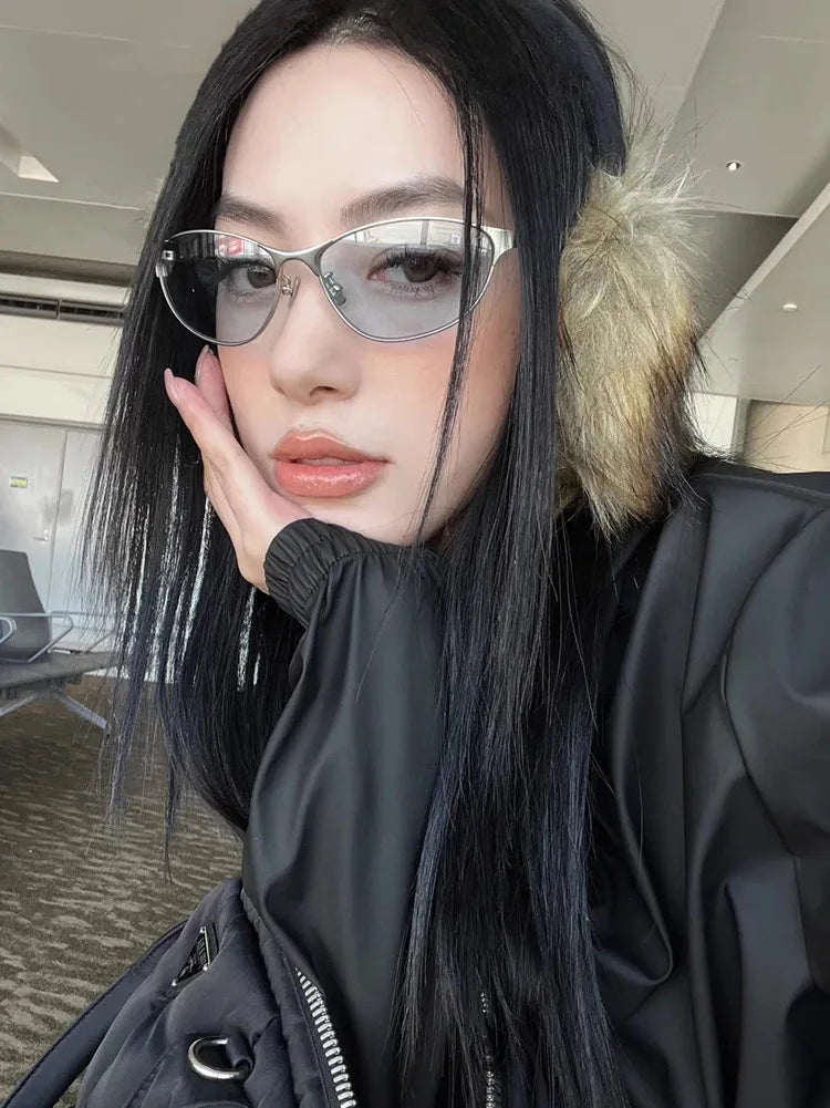 Y2k Sunglasses Women Men Cat Eye Designer Hot Girl Sun Glasses Steampunk Metal Frame Shades Uv400 Eyewear Eyeglasses 선글라스