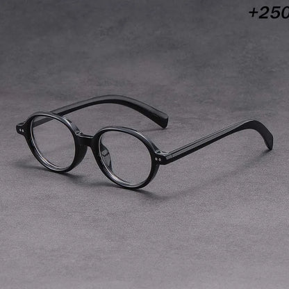 +1.50 Reading Glasses Men Women Vintage Round Black Frame Dark Gray Lens Retro Style Lightweight Presbyopia Eyewear for Daily