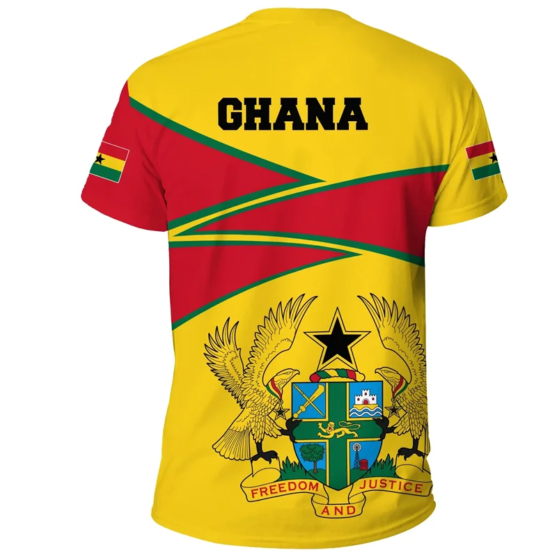 African Ghana T-shirt Fashion 3D Printed Coat Of Arms T Shirts For Men Casual Round Neck Tees Summer Sports Tops Short Sleeves
