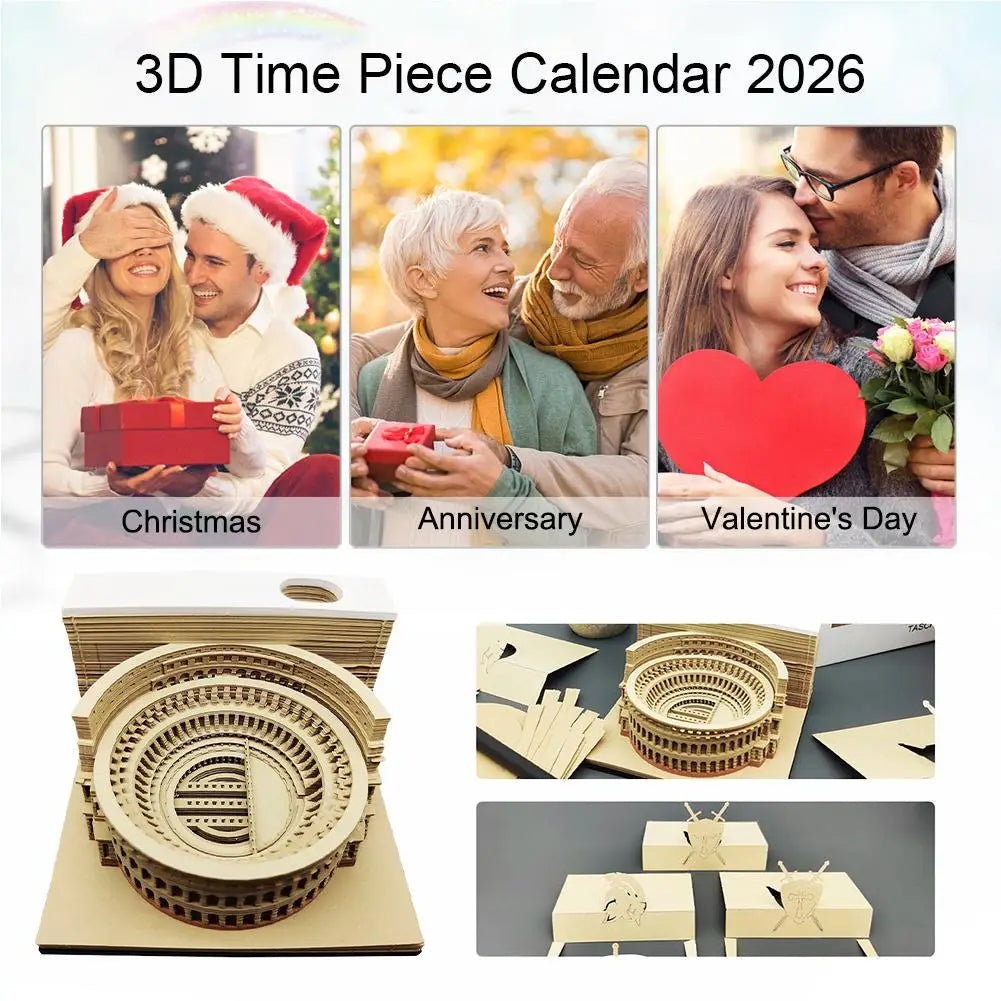 3D Stereoscopic Calendar Roman Colosseums Shape Weekly Calendar Tear-Away Paper Carving Art Memo Pad Offices Decor
