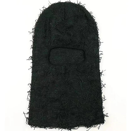 2024 New Hip Hop Balaclava Distressed Knitted Caps Full Face Ski Mask Women Outdoor Camouflage Fuzzy Ski Balaclava Beanies Hat