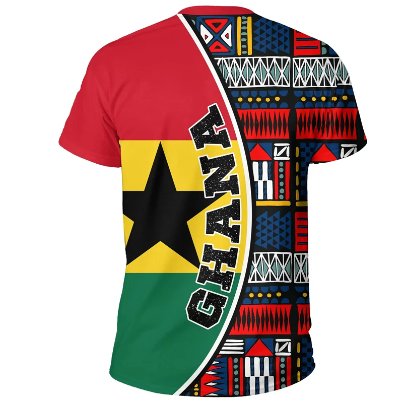 African Ghana T-shirt Fashion 3D Printed Coat Of Arms T Shirts For Men Casual Round Neck Tees Summer Sports Tops Short Sleeves