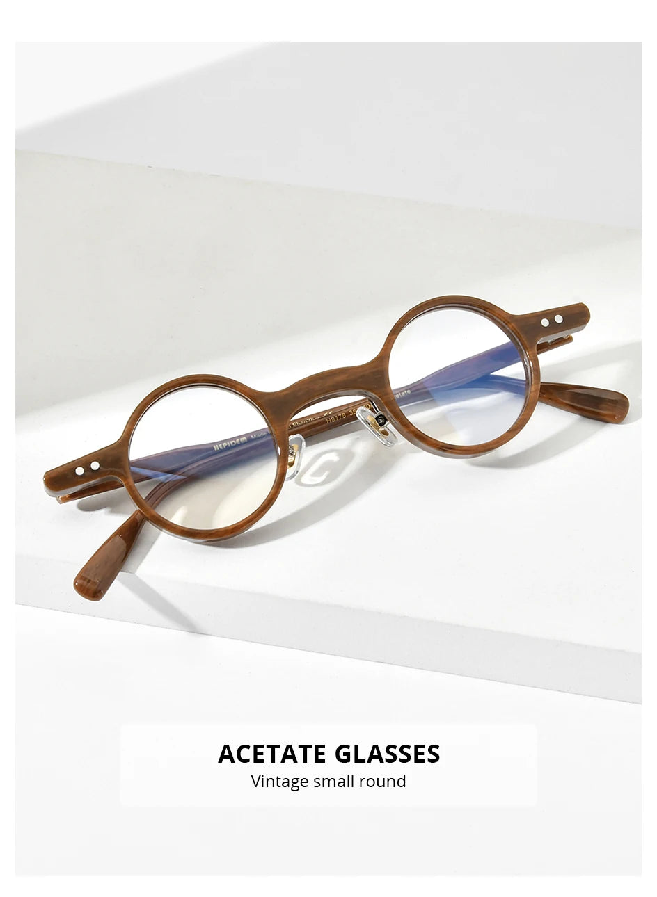 FONEX HEPIDEM Acetate Eyeglasses Frame Men 2025 New Small Round Brand Design Glasses Women Retro Vintage Eyewear Spectacles 9341
