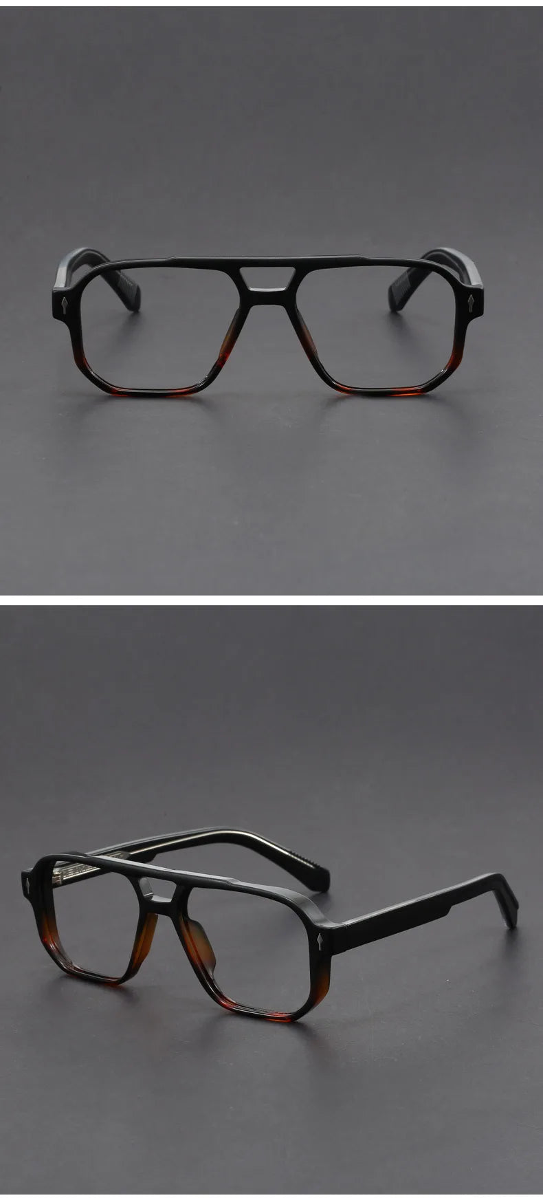 Double Bridges Anti Blue Light Reading Glasses Men Retro Women Square Glasses Frame Fashion Men Myopia Eyewear Fake Eyelasses -2