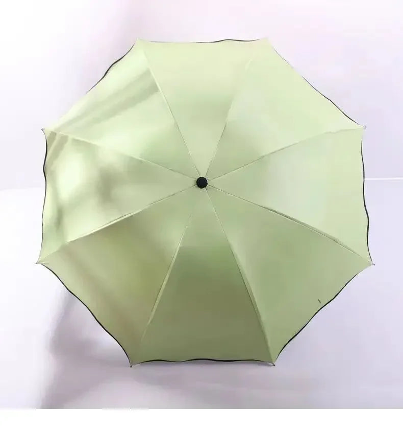 Water Blossom Umbrella Magic Folding Umbrella with Rainwater Pattern Windproof Sunshade Umbrella Outdoor UV Protection Umbrella