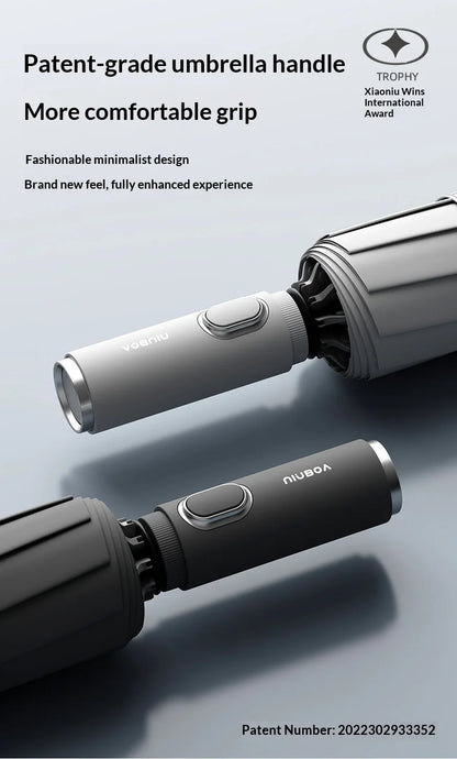 Fully automatic extra-large umbrella, thickened, reinforced, windproof, designed for heavy rain, reverse folding umbrella
