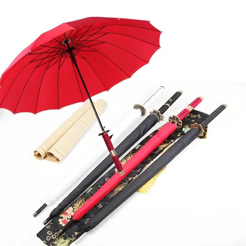 Demon Slayer Sword Umbrella One Piece Roronoa Zoro Katana Umbrella Real Full Size Japanese Anime Long Parasol Home Accessories