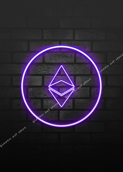 Bitcoin and Ethereum ETH BTC Neon Crypto Market Office Wall Art Pop Posters Prints Canvas Painting Room Home Decor