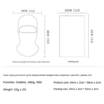 Cycling Balaclava Breathable Sport Full Face Mask Ski Windproof Headgear Outdoor Bicycle Motorcycle Soft Bike Quick-Dry Hood Cap