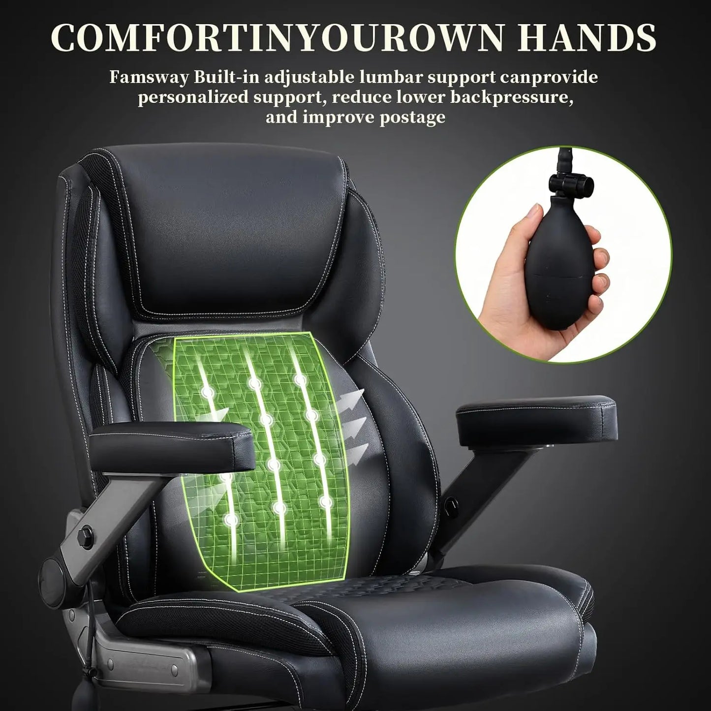 700lbs Big and Tall Office Chair for Heavy People with 5D Flip Armrests Heavy Duty Executive Chair with Adjustable, Customized