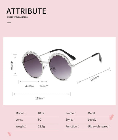 2025 Sunglasses children's glasses flower fashion New Sunglasses children's round children's Metal