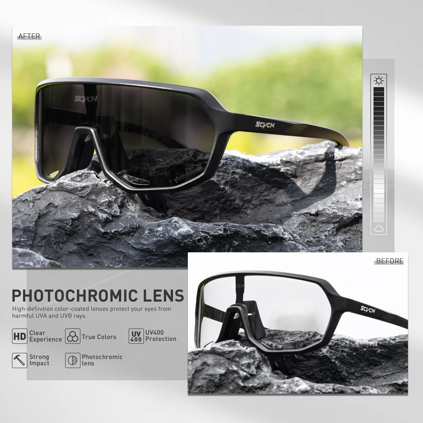 SCVCN Photochromic Sports Sunglasses Cycling Glasses UV400 Women Driving for Men Mountain MTB Bike Bicycle Goggles