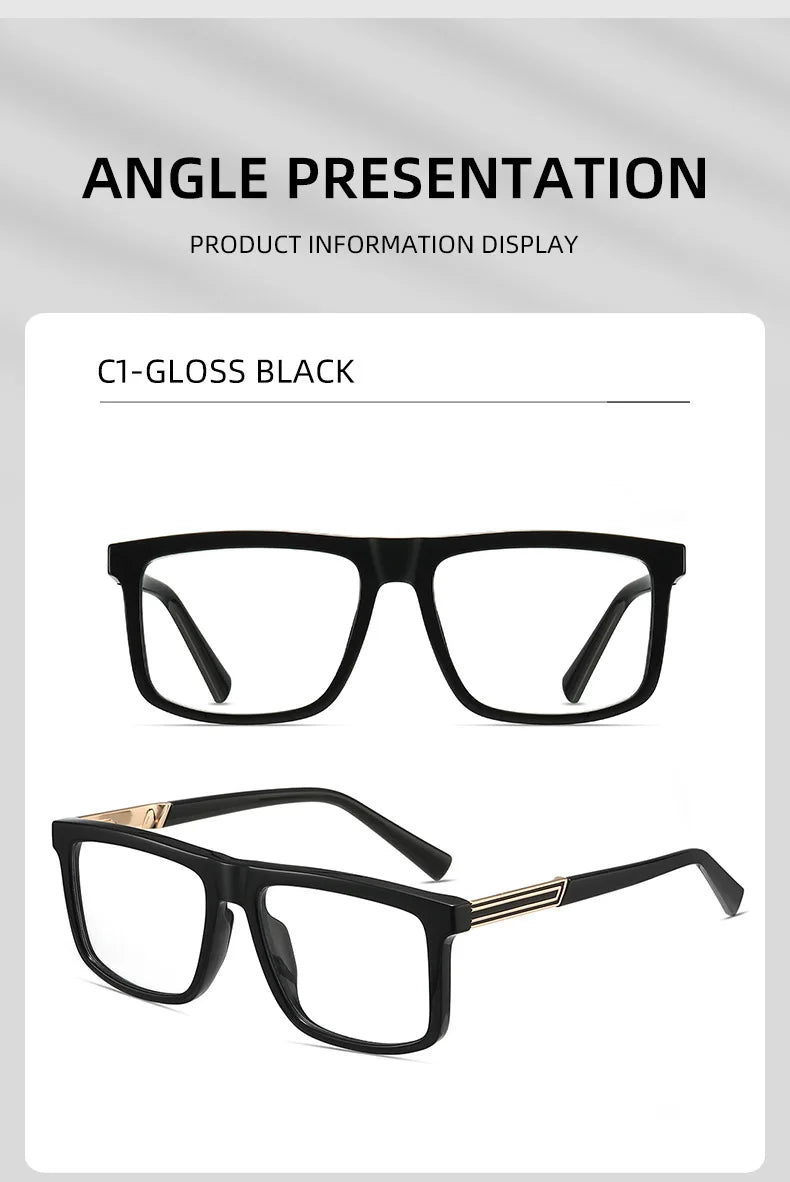 Men Vintage Anti Blue Light Reading Glasses Classic Brand Double Bridge Square Eyeglasses Business Office Presbyopia Glasses +