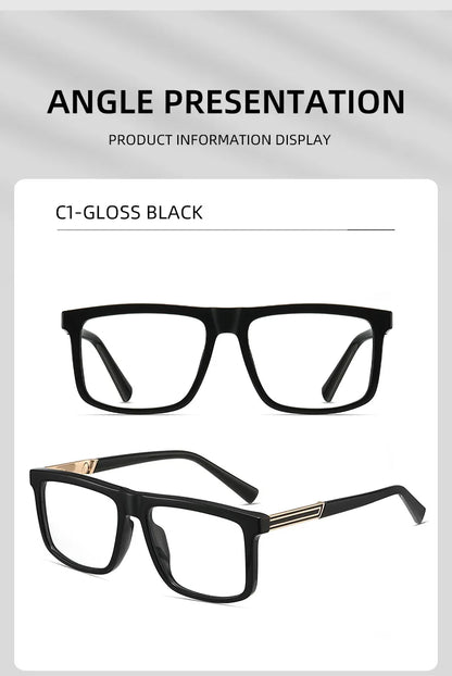Men Vintage Anti Blue Light Reading Glasses Classic Brand Double Bridge Square Eyeglasses Business Office Presbyopia Glasses +