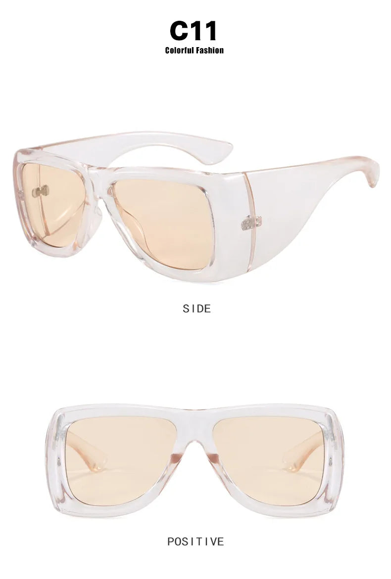 QVQV Trendy Oversized Square Sunglasses Women Men Luxury Brand Original Thick Frame Sunglasses Retro Outdoors Driving Shades