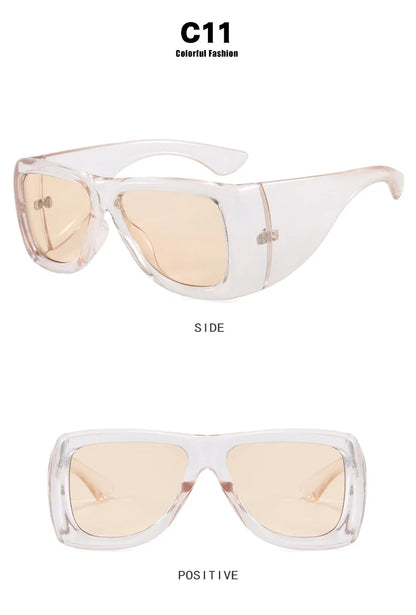 QVQV Trendy Oversized Square Sunglasses Women Men Luxury Brand Original Thick Frame Sunglasses Retro Outdoors Driving Shades