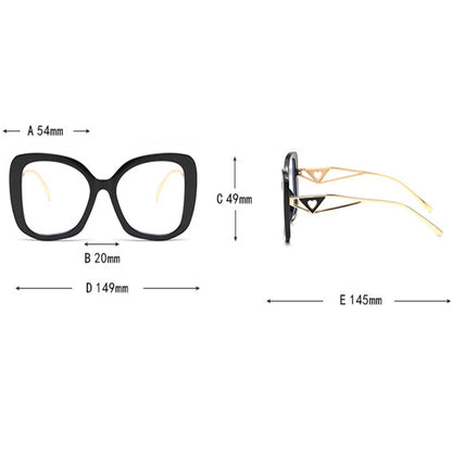 Luxury Brand Oversized Square Reading Glasses Women Triangle heart Temple Eyeglasses Blue Light Blocking Clear Computer Glasses