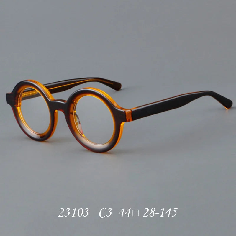 Vintage Round Glasses Frame Luxury New Fashion Trend Solid Thick Acetate Frame High-end Fake Glasses Women Men Original Quality