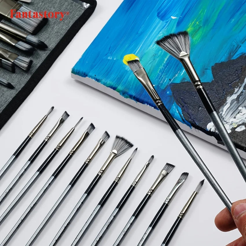 24pcs Paint Brush Set, 23 Different Shapes & Mixing Knife with Finishing Box, Suitable For Acrylic Painting, Oil, Watercolor