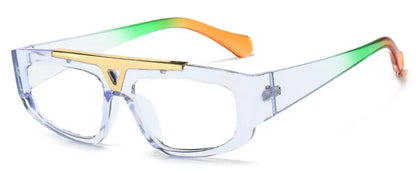 Brand Square Blue Light Blocking Men Reading Glasses Fashion Yellow Small Frame Double Bridge Hollowing Out Prescription Glasses