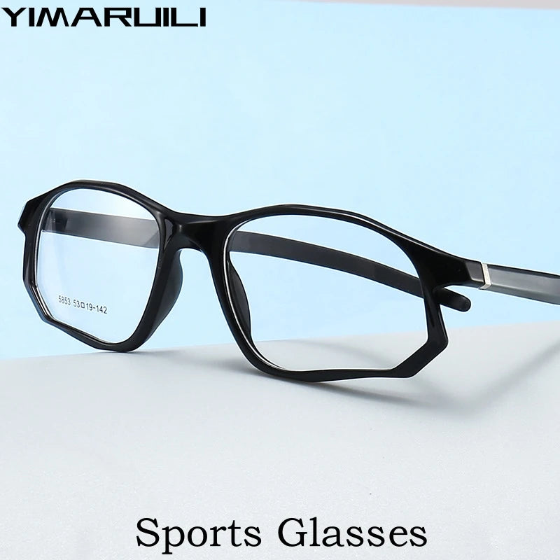 YIMARUILI New Fashion Sports Glasses Men and Women TR90 Spring Leg Design Big Face Optical Prescription Eyeglasses frame 5853