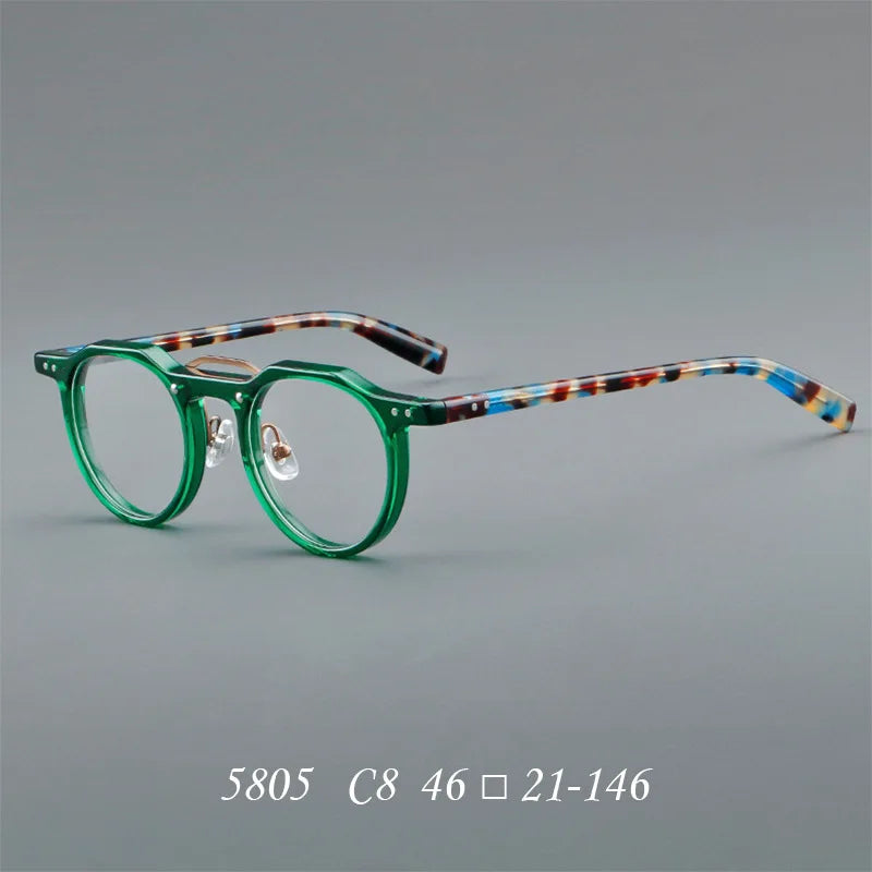 KSVEREN Vintage Acetate Frame Reading Glasses Men Women Fashion Round Rivet Optical Glasses Transparent Prescription Spectacles