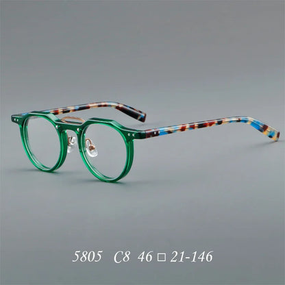 KSVEREN Vintage Acetate Frame Reading Glasses Men Women Fashion Round Rivet Optical Glasses Transparent Prescription Spectacles