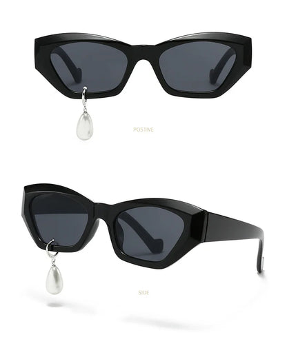 Pearl Diamond  DIY Tear Sunglasses for Women Small Frame Cat Eye Fashion Forward Mermaid Tear Aviator Eyewear