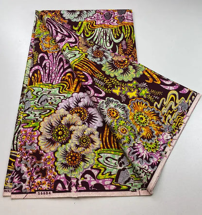 100%Certified Grand Super African Wax Nigerian GlitterGlam Gold Embellished Ankara Wax Printed Fabric Real Original For Sewing