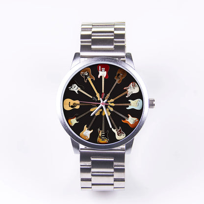 Logo Men's Watch Wife Musical Instrument Universal Watches Husband Family Pattern Guitar Clock Wristwatch DIY Dial