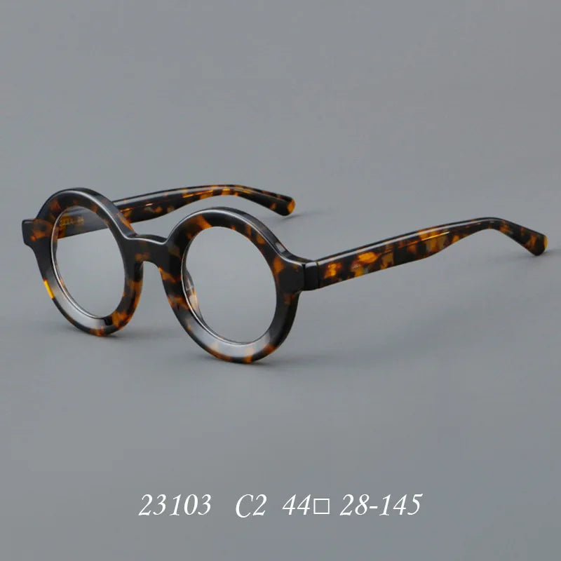 Vintage Round Glasses Frame Luxury New Fashion Trend Solid Thick Acetate Frame High-end Fake Glasses Women Men Original Quality