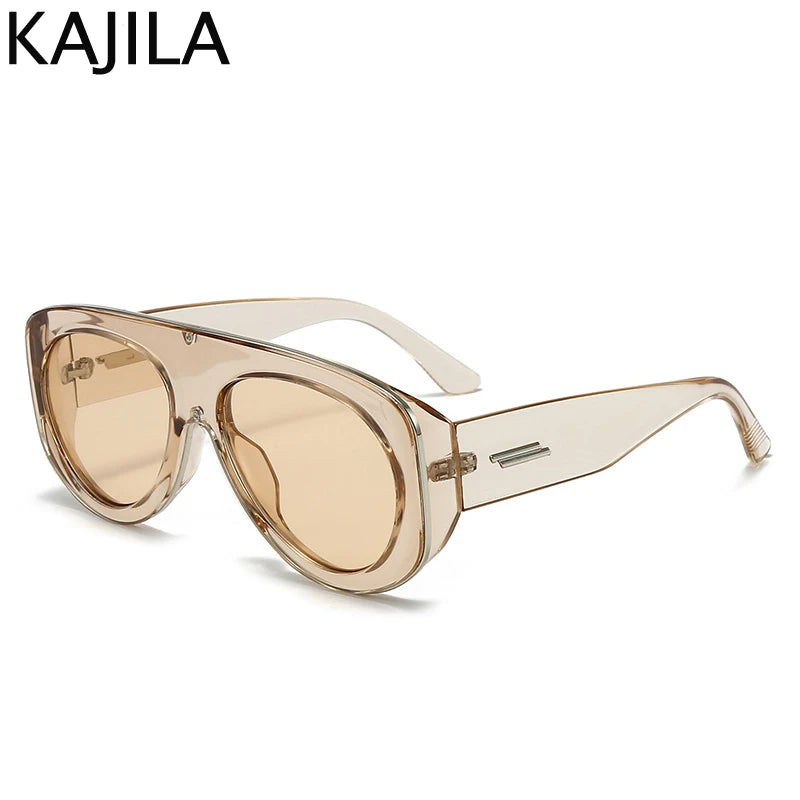 Oversized Oval Pilot Shield Sunglasses Women Big 2025 Luxury Brand Retro Y2K Punk Mirror Sun Glasses For Ladies Shades UV400