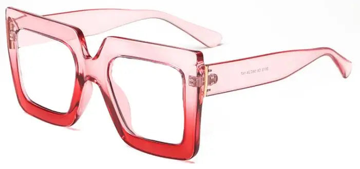 Farsightedness Glasses Transparent Computer Anti Blue Light Reading Glasses Men Women Two Tone Big Square Eyeglasses Frame Retro