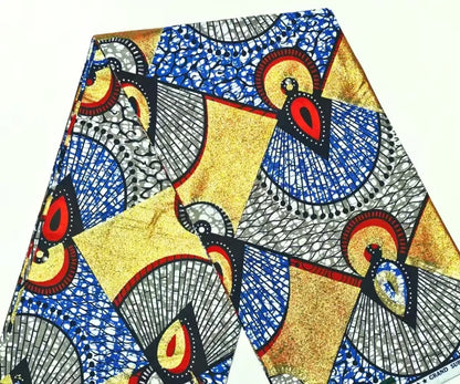 Latest African Grand Golden Wax Fabric Super Good Quality Women Pagne Flash Cotton Prints Batik Ankara Glitter Tissus 6yards