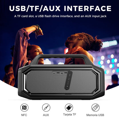 W-KING 80W Speakers Bluetooth Wireless, Portable Outdoor Speakers Loud with Bass Boost, Stereo Pairing, Reverse Charging, IPX6 W