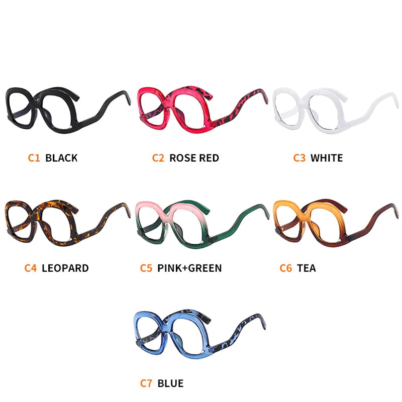 Fashion Unique Oval Blue Light Blocking Glasses Frame Women Large Colorful Gradient Eyeglasses Luxury Designer Reading Glasses