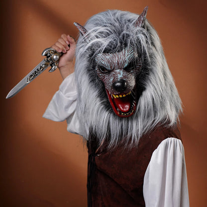 1pc Wolf Head Mask - Latex material Suitable for role-playing Stage performance, holiday party and Halloween costume trick props