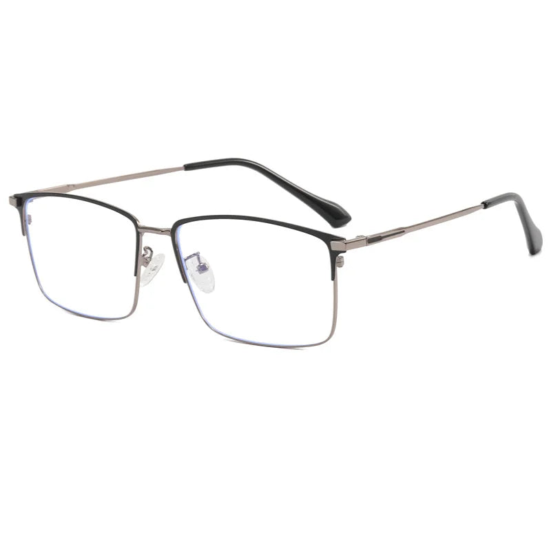 157mm Titanium Alloy Anti Blue Light Square Reading Glasses Men Business Big Presbyopic Glasses Clear Lens Prescription Eyewear