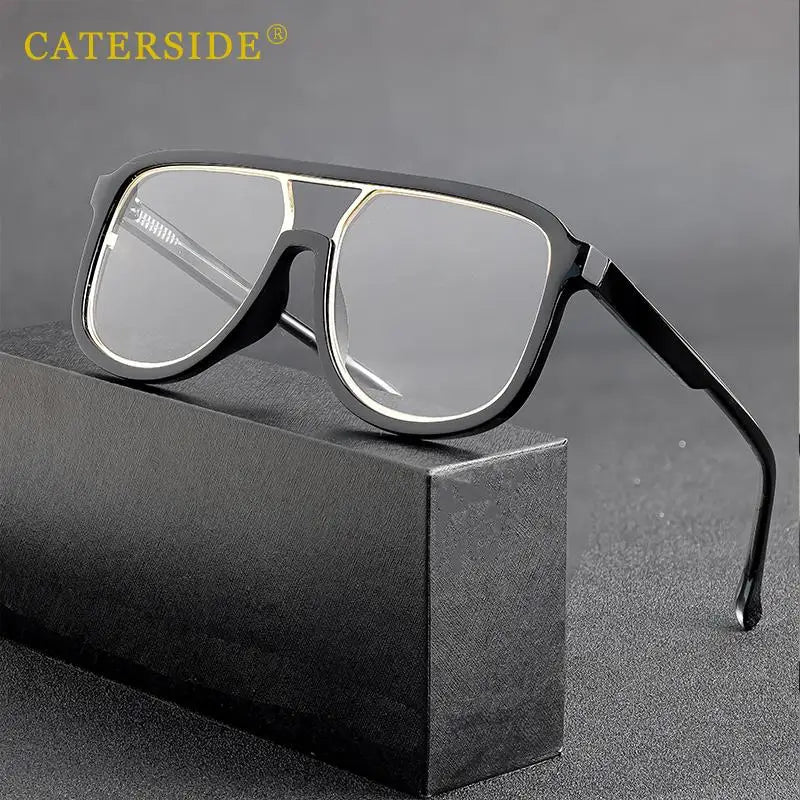 CATERSIDE Fashion Punk Reading Glasses Large Square Frames Design Man Women Casual Optical Frames Ideal Choice for Gifts