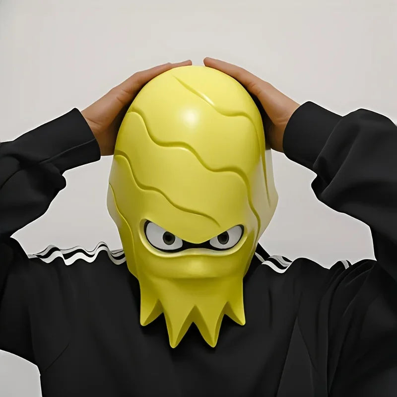 Anime Alien Octopus Head Mask, Funny Photo & Party Prop, Yellow Octopus Mask, Halloween Cosplay & Prank Essential