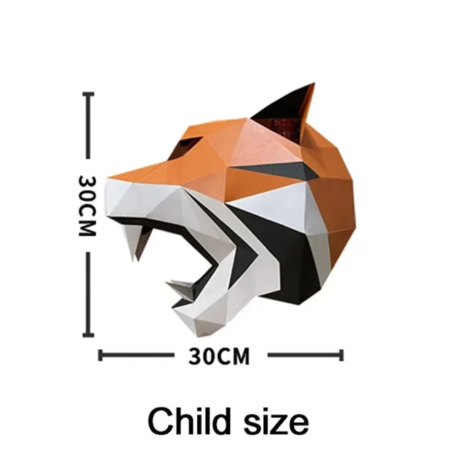 Animal Mask Paper Model,3D Papercraft Art, Origami Costume Party Cos,Handmade DIY Craft, Pre-cut, Wolf, Tiger, RTY328