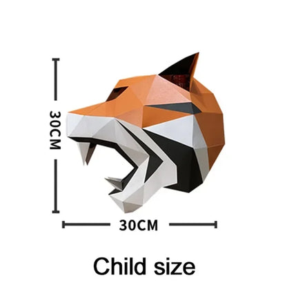 Animal Mask Paper Model,3D Papercraft Art, Origami Costume Party Cos,Handmade DIY Craft, Pre-cut, Wolf, Tiger, RTY328