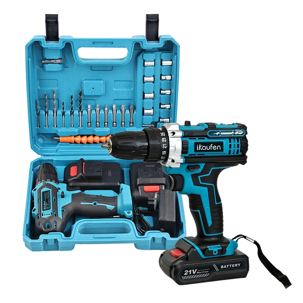 Multifunctional 21V rechargeable impact drill lithium battery cross-border flashlight gun drill electric screwdriver electric dr