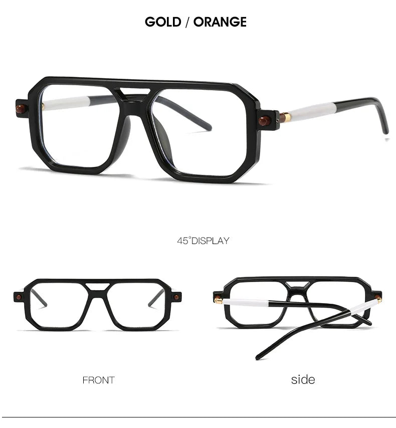 KOCOLIOR Men's Retro Fashion Double Beam Reading Glasses Brand Design Anti Blue Light Photochromic Presbyopia Glasses +0 to +6.0