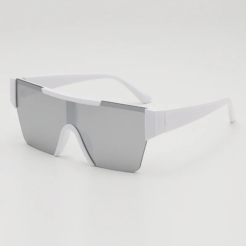 Retro Big Square Frame Women Men Sunglasses Fashion One Piece Black Silver Lens Shades UV400 Trending Sun Glasses Eyewear 2026