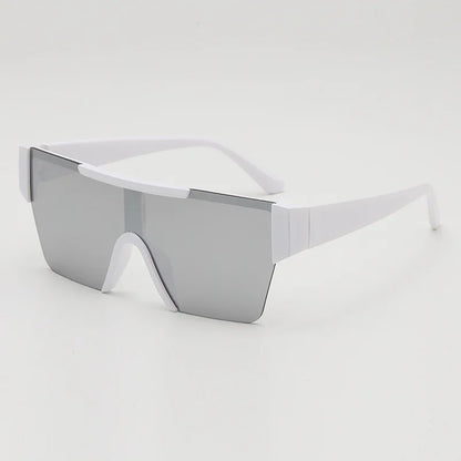Retro Big Square Frame Women Men Sunglasses Fashion One Piece Black Silver Lens Shades UV400 Trending Sun Glasses Eyewear 2026