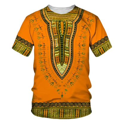 Summer New Men's African Ethnic Style Pattern 3D Print T-shirt Short Sleeve Tees Casual Harajuku Sports Oversized Unisex Tops